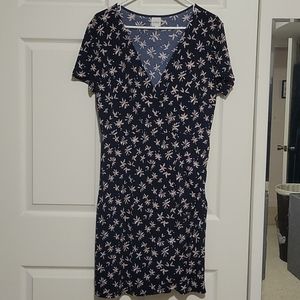 Kaileigh Navy Floral Faux Wrap Dress